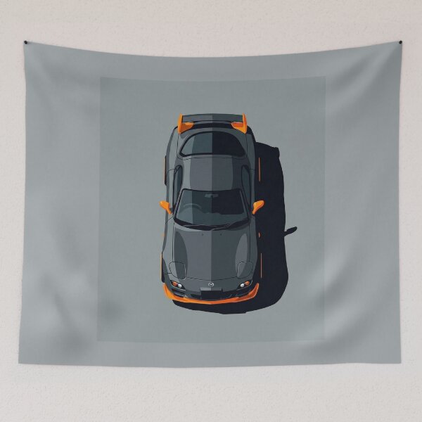 Item preview, Mazda RX-7 FD Grey and Orange JDM Top View Vector Illustration designed and sold by Motorline44.