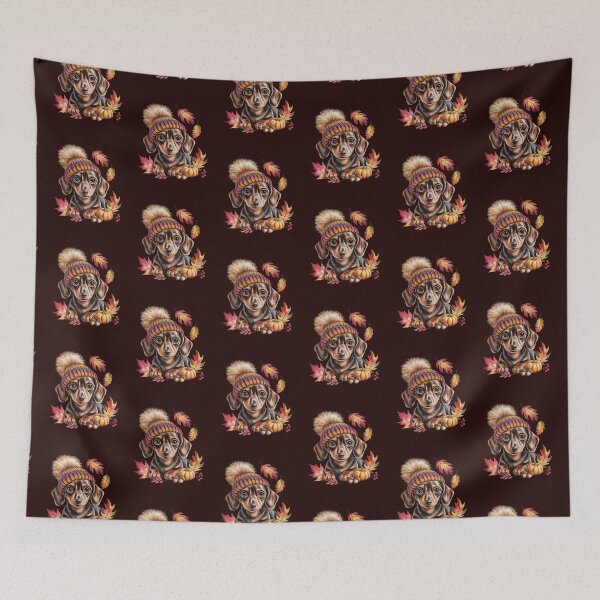 Item preview, Cute Fall Dachshund Autumn Wiener Dog with Pumpkin & Leaves designed and sold by tamdevo1.