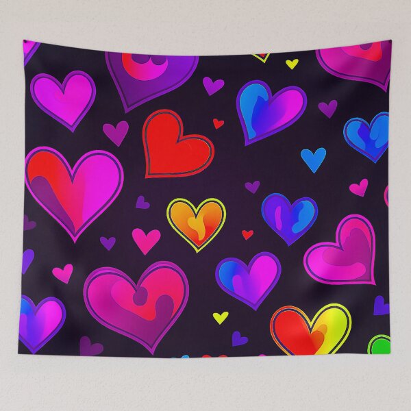 Item preview, Vibrant And Bright Neon Colorful Charming Hearts Pattern designed and sold by DEC02.