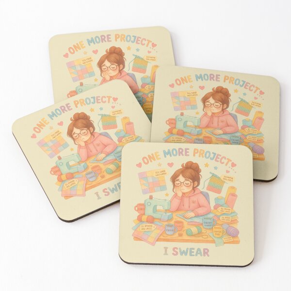 Item preview, One More Project… I Swear – Funny Sewing Addict Unfinished Projects Sticker designed and sold by EverStitchStudio ★★★★★.