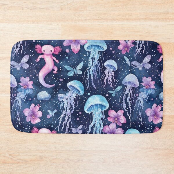 Item preview, Cosmic Axolotl and Jellyfish Dream Celestial Aquatic Pattern designed and sold by dcohea.