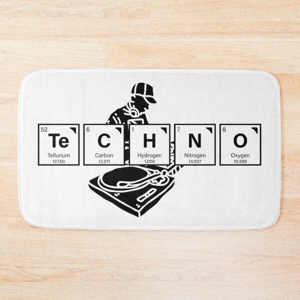 Item preview, Techno Periodic Table DJ Art Print, chemistry wall decor, science pun poster, electronic music gift, minimalist black and white designed and sold by ChartGifts.