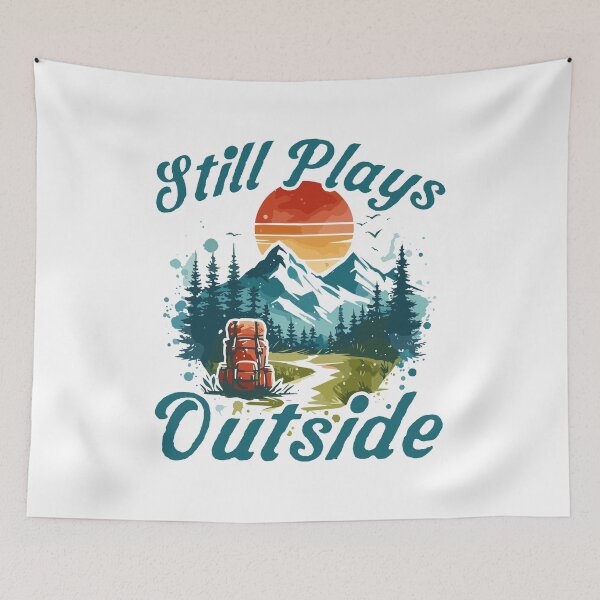 Item preview, Still Plays Outside Watercolor Mountain Hiking Adventure designed and sold by Dmetalx Art Apparel.