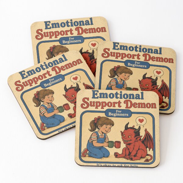 Item preview, Emotional Support Demon For Beginners – Cute Dark Humor Retro Art designed and sold by 4TinyPaws.