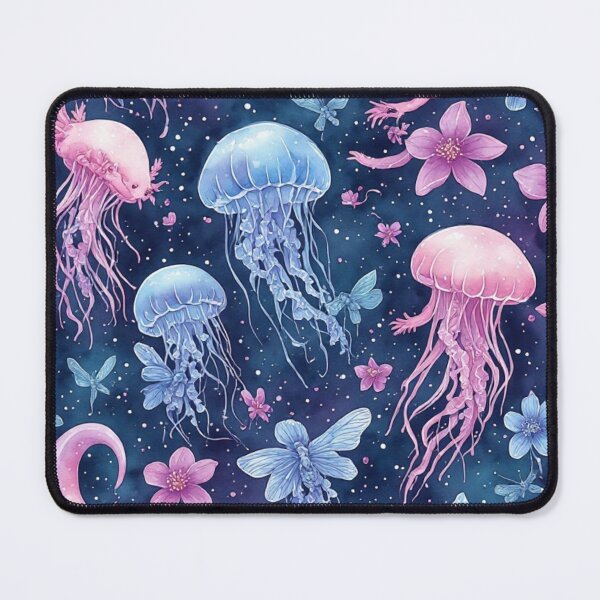 Item preview, Cosmic Axolotl and Jellyfish Dream Celestial Aquatic Pattern designed and sold by dcohea.