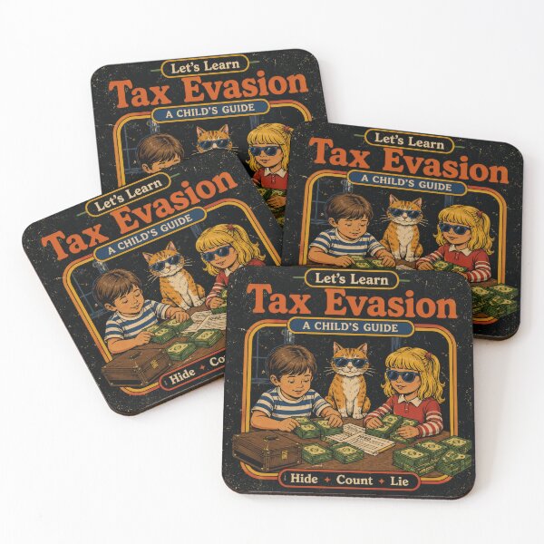 Item preview, Let’s Learn Tax Evasion – Dark Humor Retro Crime Parody Art designed and sold by 4TinyPaws.