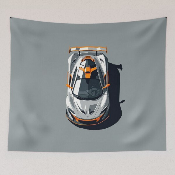 Item preview, McLaren P1 Papaya Orange Hypercar Top View Vector Illustration designed and sold by Motorline44.