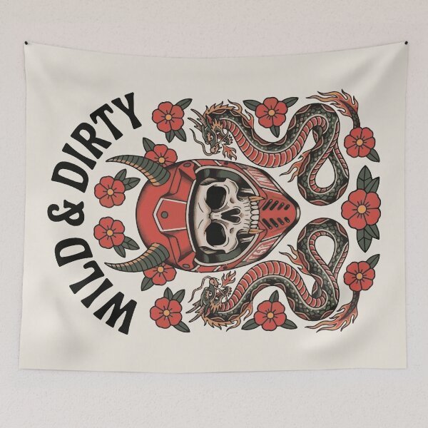 Item preview, Racing Helmet - Motocross - BMX - Lawnmower - Wild & Dirty Tattoo designed and sold by RaceDayRags.