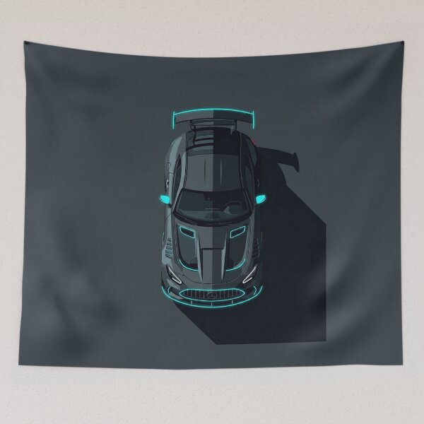 Item preview, Mercedes AMG GT Black Series Cyan Neon Top View Vector Illustration designed and sold by Motorline44.