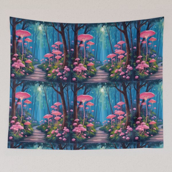 Item preview, Enchanted Glowing Mushroom Forest at Night designed and sold by NinaVibeStudio.