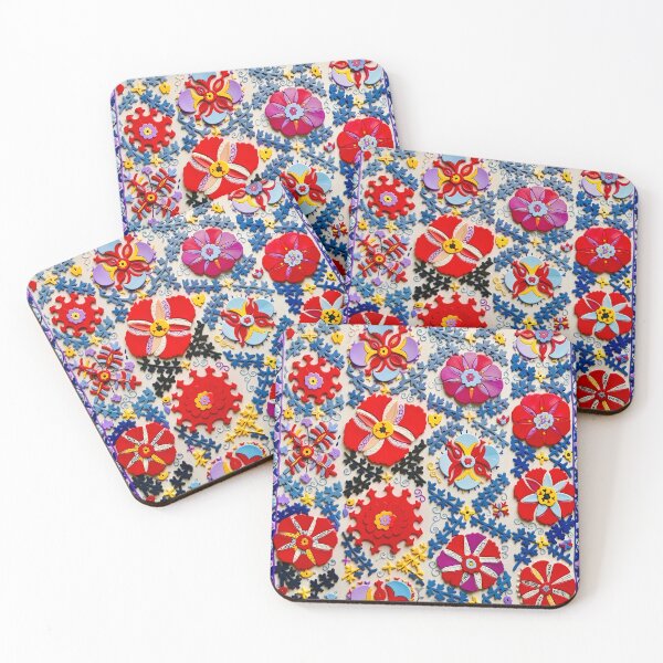 Item preview, Bukhara Suzani Uzbekistan Floral Embroidery Print designed and sold by Vicky Brago-Mitchell®.
