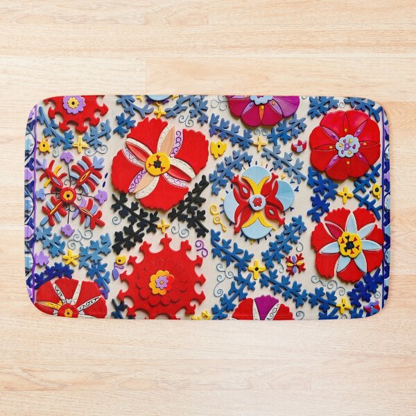 Item preview, Bukhara Suzani Uzbekistan Floral Embroidery Print designed and sold by Vicky Brago-Mitchell®.
