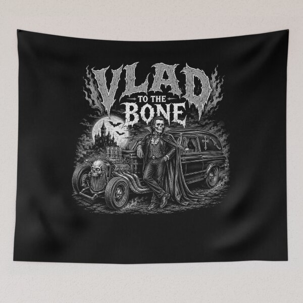 Item preview, VLAD TO THE BONE – Graveyard Hot Rod - B&W CLASSIC VIBES designed and sold by WheelieGdArt.