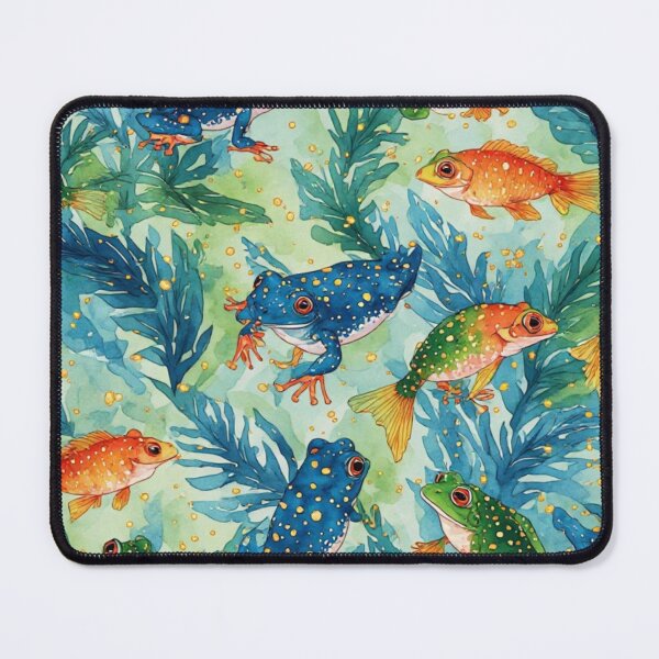 Item preview, Blue Spotted Frogs and Golden Fish Pattern designed and sold by dcohea.