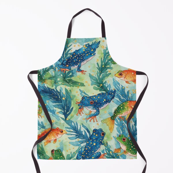 Item preview, Blue Spotted Frogs and Golden Fish Pattern designed and sold by dcohea.