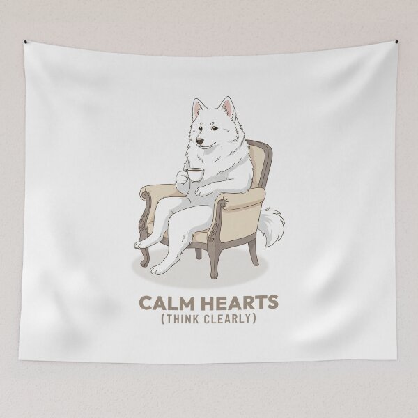 Item preview, Retro American Eskimo Dog Drinking Coffee designed and sold by COZY VINTAGE animal.