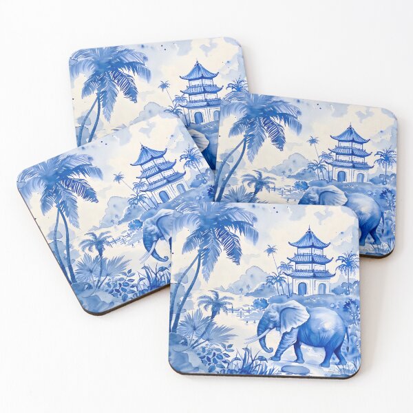Item preview, Elefante de estilo chinoiserie azul y blanco designed and sold by SophieClimaArt.