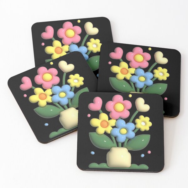 Item preview, 3D Cute Flower | Pastel Clay Bouquet Vase Art designed and sold by Rawafi Art Studio.
