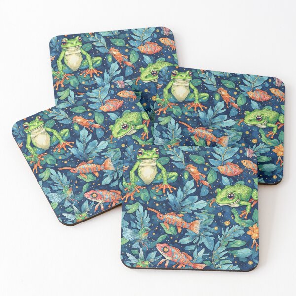 Item preview, Spotted Frogs and Golden Fish Pattern designed and sold by dcohea.