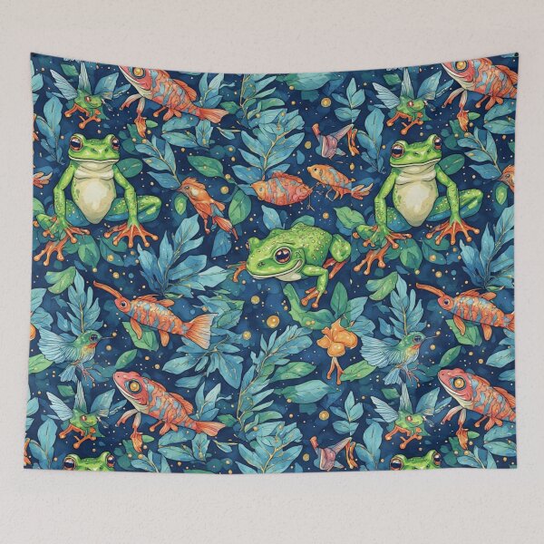 Item preview, Spotted Frogs and Golden Fish Pattern designed and sold by dcohea.