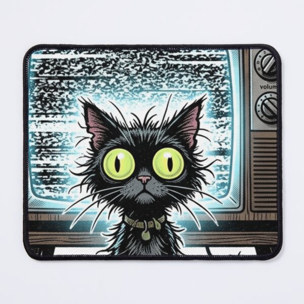 Item preview, Currently Overstimulated Please Stand By TV Static Cat designed and sold by Retro Mood Co.