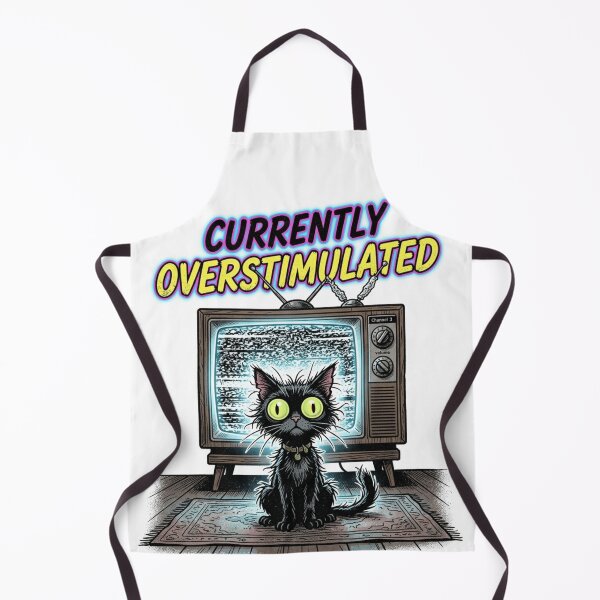 Item preview, Currently Overstimulated Please Stand By TV Static Cat designed and sold by Retro Mood Co.
