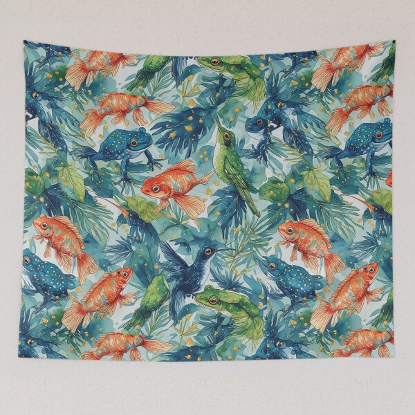 Item preview, Bird Spotted Frogs and Golden Fish Pattern designed and sold by dcohea.