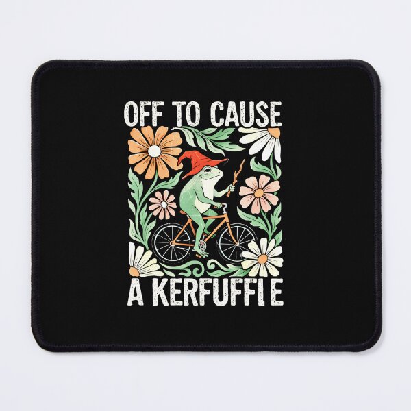 Item preview, Off to Cause a Kerfuffle Funny Frog Bicycle Cottagecore Floral Art designed and sold by MiALopezArt.