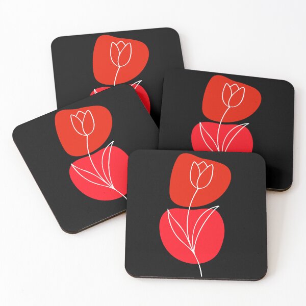 Item preview, Red Flower Minimalist Design Art On Black Background  designed and sold by DEC02.