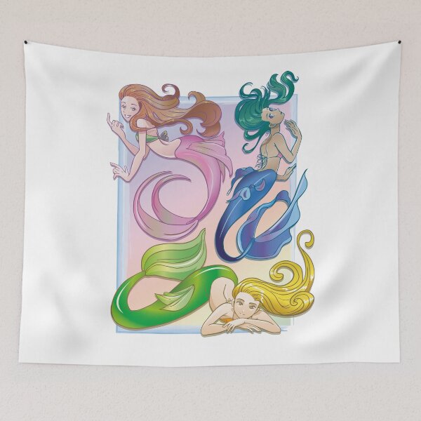 Item preview, three colors mermaids illustration designed and sold by Konopikyu.