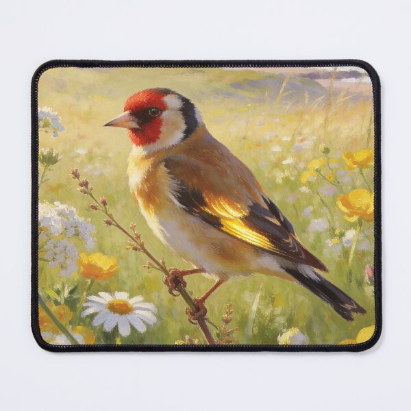Item preview, Northumberland Goldfinch Meadow - Spring Coastal Wildlife Painting designed and sold by QuietCanvasArtworks.