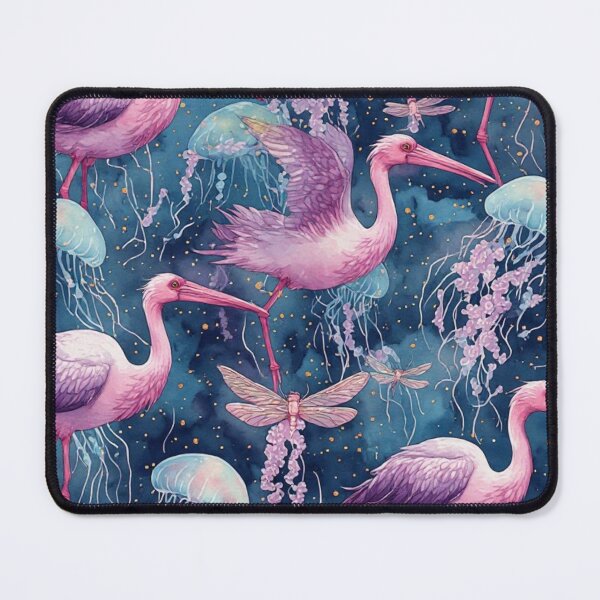 Item preview, Pink Cranes and Bioluminescent Jellyfish Pattern designed and sold by dcohea.