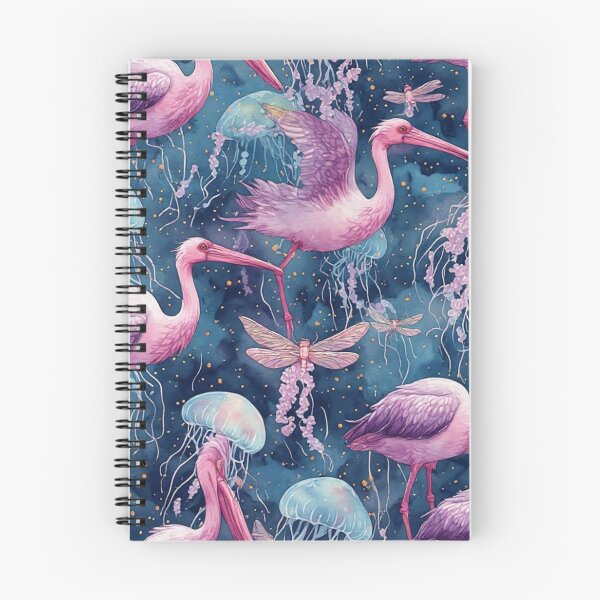 Item preview, Pink Cranes and Bioluminescent Jellyfish Pattern designed and sold by dcohea.