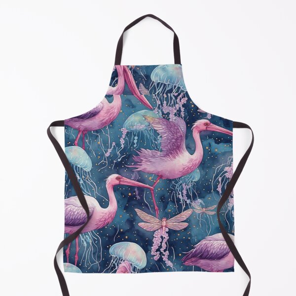 Item preview, Pink Cranes and Bioluminescent Jellyfish Pattern designed and sold by dcohea.