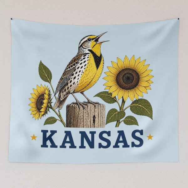 Item preview, Kansas Meadowlark Sunflower Emblem designed and sold by The-Drip-Studio.