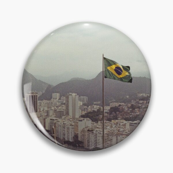 Item preview, Rio de Janeiro Vintage View – Brazilian Flag Over Copacabana | Travel Photography Print designed and sold by matchudaarts.