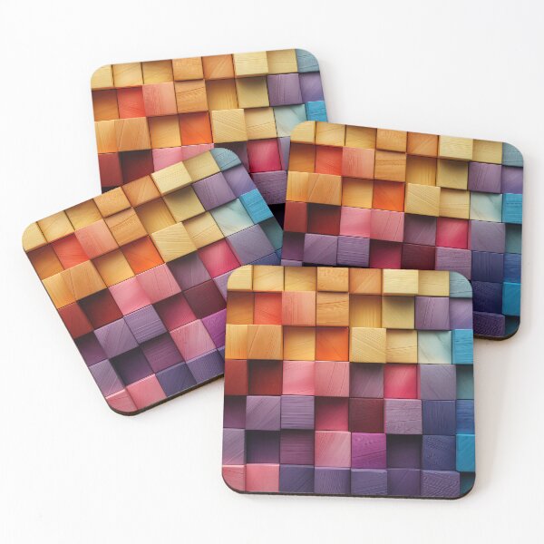 Item preview, Contemporary Colorful Wooden Squares Vibrant Pattern Designs designed and sold by DEC02.