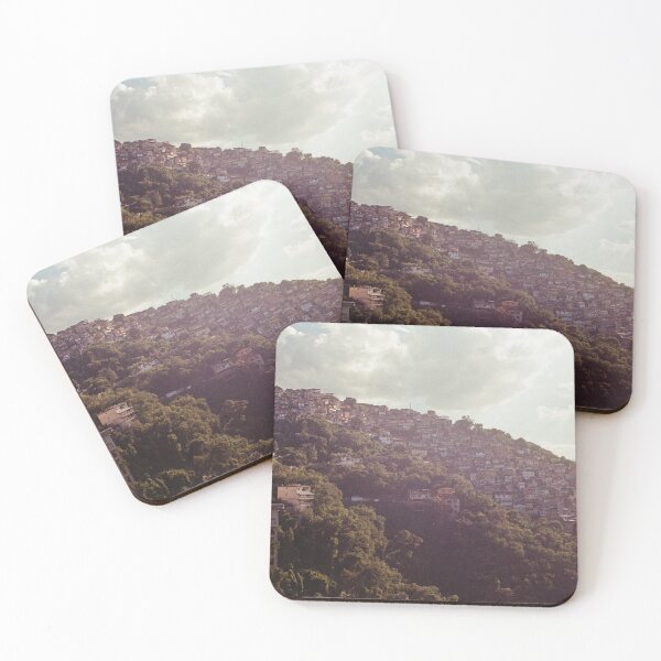 Item preview, Favela Hillside at Golden Hour – Cinematic Rio de Janeiro Photography | Vintage Urban Landscape Print designed and sold by matchudaarts.