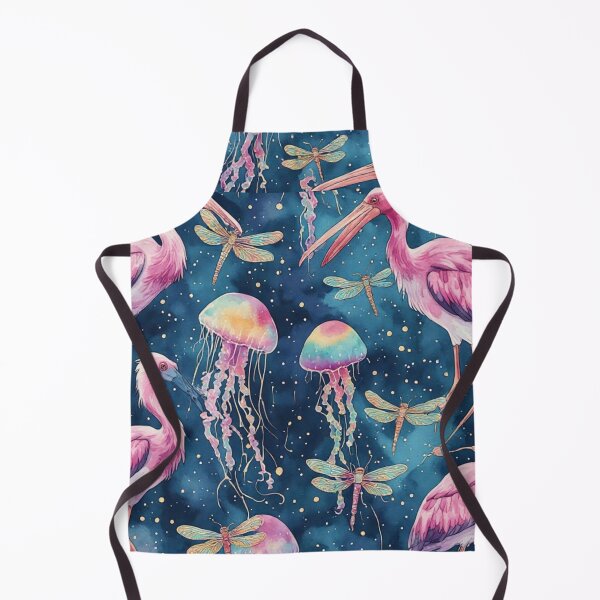 Item preview, Pink Cranes and Bioluminescent Jellyfish Pattern designed and sold by dcohea.