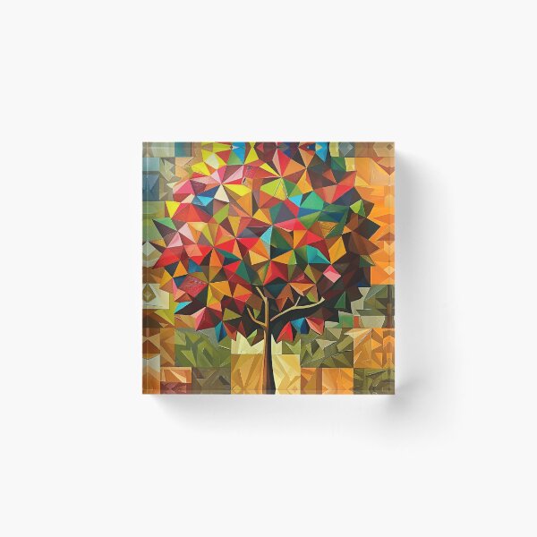 Item preview, Colorfully Vibrant Geometric Tree 3-D-Inspired Abstract Art designed and sold by DEC02.