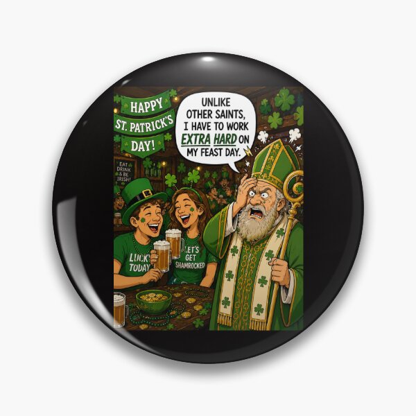 Item preview, Saint Patrick’s Day Be Like Working Overtime Funny Catholic Cartoon designed and sold by NapoliApparel.
