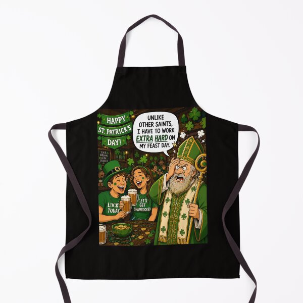 Item preview, Saint Patrick’s Day Be Like Working Overtime Funny Catholic Cartoon designed and sold by NapoliApparel.