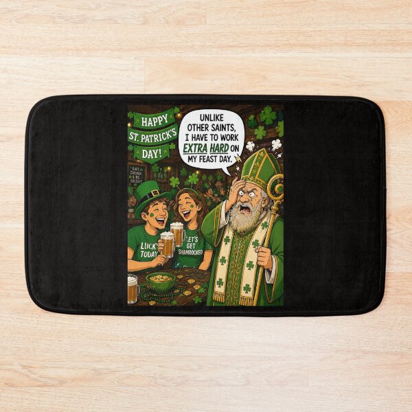 Item preview, Saint Patrick’s Day Be Like Working Overtime Funny Catholic Cartoon designed and sold by NapoliApparel.