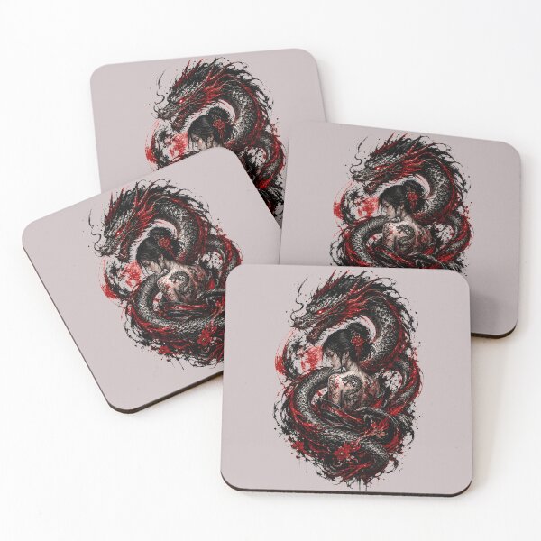 Item preview, Japanese Dragon and Woman Tattoo Design – Dark Streetwear Graphic designed and sold by saamessart.
