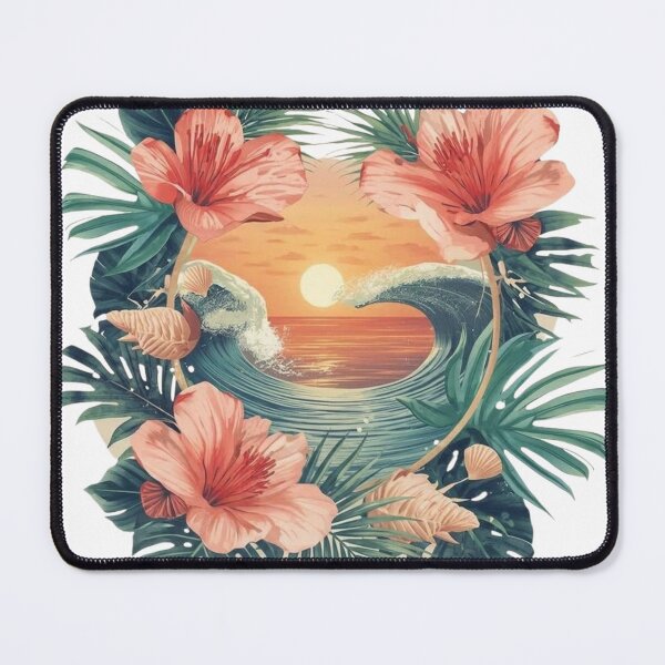 Item preview, Tropical Wave Hibiscus Floral Sunset Circle designed and sold by FAGMAVisuals.