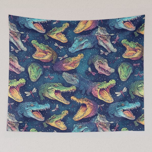 Item preview, Colorful Alligators and Dragonflies Pattern designed and sold by dcohea.