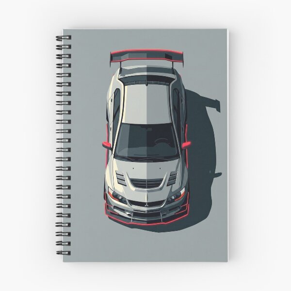 Item preview, Mitsubishi Lancer Evolution IX Grey and Orange JDM Top View Vector Illustration designed and sold by Motorline44.