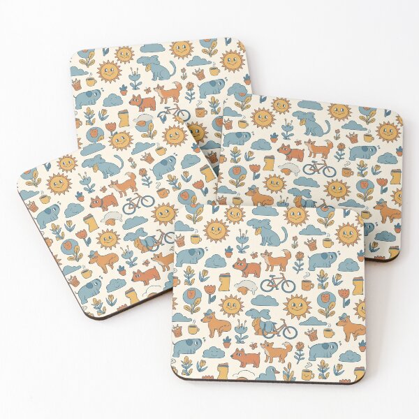 Item preview, Sun Flower Cat Dog Clouds Coffee Art Design designed and sold by ART ATTACK ZONE.