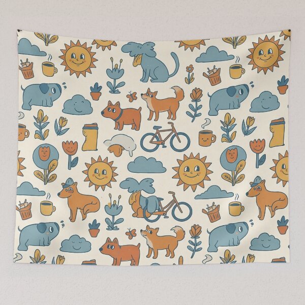 Item preview, Sun Flower Cat Dog Clouds Coffee Art Design designed and sold by ART ATTACK ZONE.