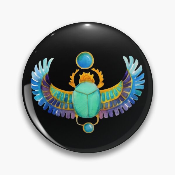 Item preview, Watercolor Winged Scarab Beetle - Ancient Egyptian Turquoise Amulet designed and sold by GulfSignature.